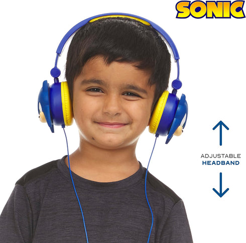 Sonic The Hedgehog Over-Ear Headphones for Kids - Adjustable Headband, Stereo Sound, Tangle-Free Cable, Volume Control, and 3.5mm Jack - Perfect f...