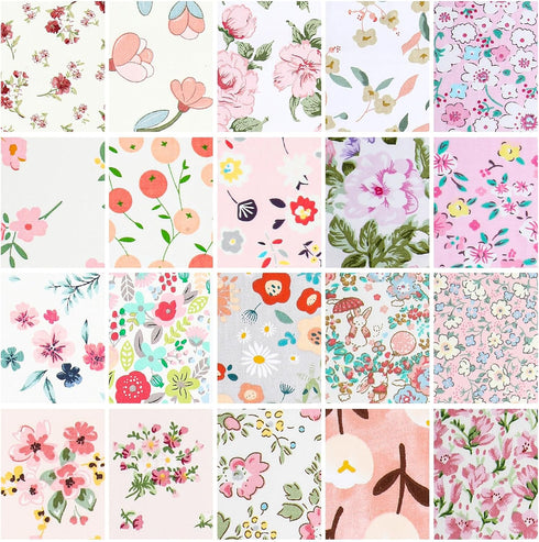 40 Pcs Floral Cotton Fabric Patchwork Roll Cotton Quilting Fabric Roll up Cotton Fabric Quilting Strips 2.55 Inch Precut Patchwork Roll for Craft ...
