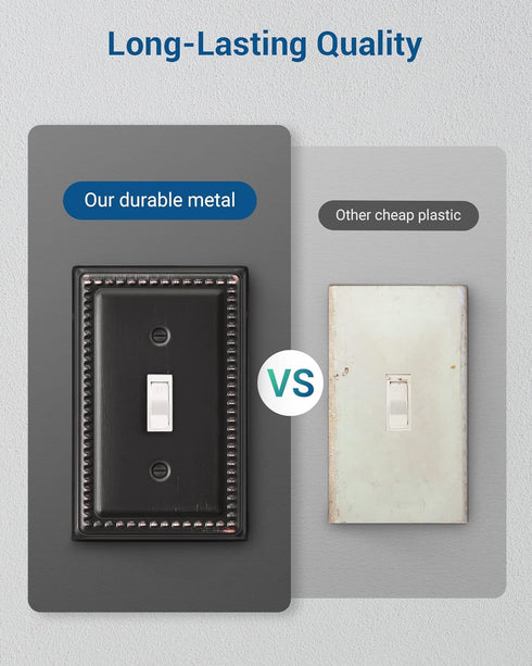 DEWENWILS Decorative Light Switch Cover, Metal Toggle Light Switch Wall Plates, Aged Bronze Outlet Covers for Home, Office...