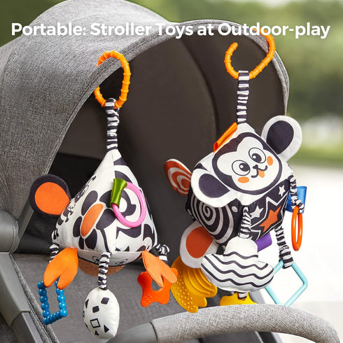 TUMAMA High Contrast Baby Toys, Black and White Infant Toys 0-3 Months for Newborn, Soft Sensory Rattles Toys with Teether for Toddlers...