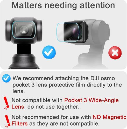 FiTSTILL 3pcs Lens Protector+3pcs LCD Screen Protector for DJI Osmo Pocket 3 Camera,0.24mm 9H Hardness Ultra-Clear Tempered Glass Film Guard Touch...
