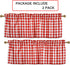 Buffalo Red and White Check Kitchen Window Valance 2 Pack Half Short Gingham Plaid Farmhouse Textured Short Window Drape Panel Home Decor Curtain ...