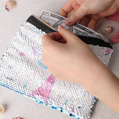Koogel Mermaid Coin Purse, Glitter Sequin Makeup Bag Travel Makeup Organizer Zipper Bag for Women Girl Travel Birthday Gift...