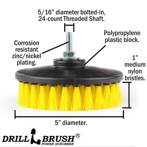 Cleaning Supplies - Threaded 5-inch Commercial Cleaning - Scrub Brush - fits Electric, Pneumatic DA Rotary Polishers - Bathroom Rugs - Carpet Clea...