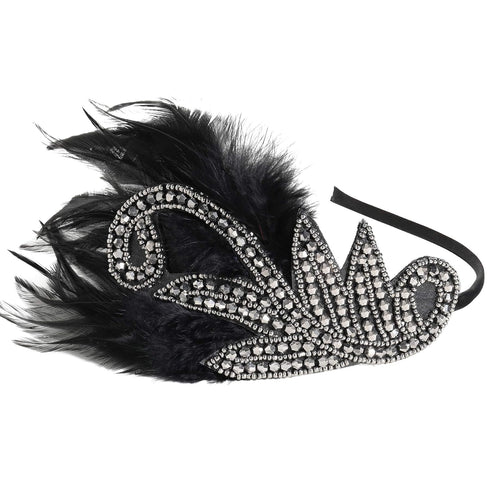BABEYOND 1920s Flapper Headband Accessories Roaring 20s Feather Hair Band Vintage Gatsby Party Accessories (Silver)...
