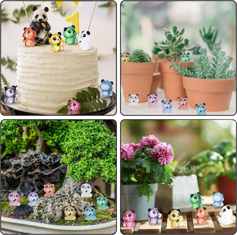 42Pcs Mini Panda Figurines Miniature Luminous Resin Animals Landscape Decoration Glow in the Dark Animals Figures for DIY Accessories Garden Micro...