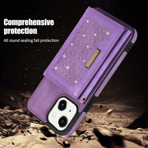 Asuwish Phone Case for iPhone 13 6.1 inch Wallet Cover with Tempered Glass Screen Protector and Card Holder Slot Stand Leather Bling Glitter Cell ...