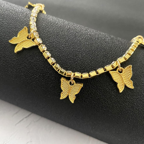 choice of all Butterfly Anklet Bracelet Boho Beach Charms Tennis Anklets Adjustable Summer Foot Chain Jewelry for Womens (Gold butterfly anklet)...