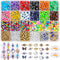 Acejoz Evil Eye Charms/Bracelet Making Kit with Glass Seed Clay Beads and Elastic String for Bracelets, Gold, 2702 Pieces...
