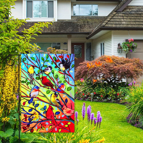 Tree Birds Garden Flags 12x18 Double Sided Decorative Yard Flags for Outside...