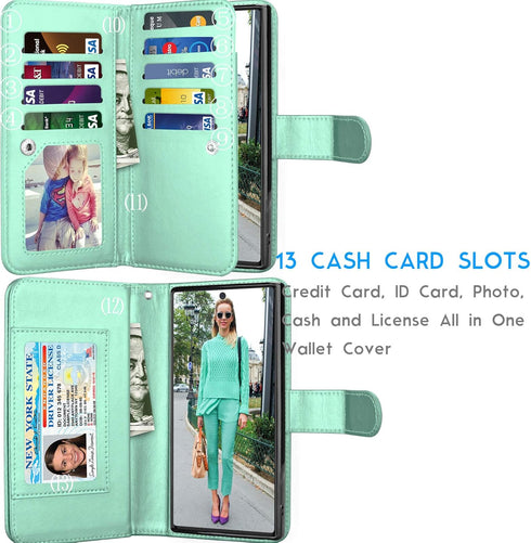 Galaxy Note 10 Plus Case, Luxury Wallet Case with Credit Card Slots, PU Leather Cover & Kickstand - Samsung Note10+ (Turquoise)...