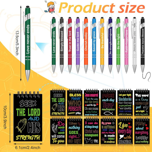 Pcs Christian Gifts Set Bulk Bible Verse Pens Christian Notebooks Christian Scripture Ballpoint Pens Bible Quote Notepads Cute Religious Notebooks...