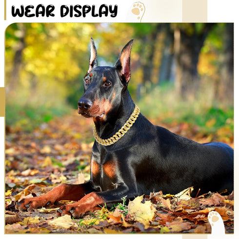 LEIFIDE Dog Chain Collar Gold 20 mm Wide Diamond Collar Large Dog Necklace Metal Pet Crystal Collar Jewelry Accessories for Medium Large Dogs(18 I...