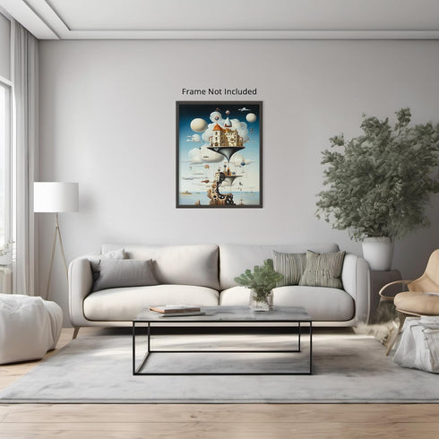 Posterizer 1 pcs-futuristic surreal scenary with floating buildings-Abstract & Modern Art-Fantasy & Fiction Art-Gift for Art Lovers-Decor for Home...