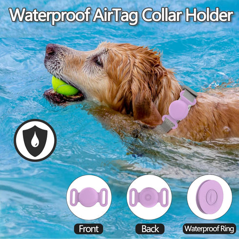 Waterproof Airtag Dog Collar Holder Compatible with Apple AirTag, Silicone Waterproof Air Tag Case for Dog Collar, Anti-Lost AirTag Holder for Pet...