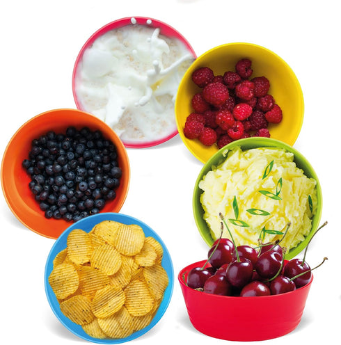 Kids Plastic Bowls Set of 12 Children Bowl 10 Ounce Microwave Dishwasher Safe BPA Free Non Toxic Toddler Bowls 6 Bright Colors for Cereal, Soup, S...