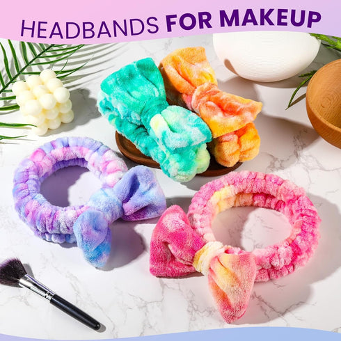 YGDZ Spa Headband, Skincare Headband for Washing Face, Makeup Headband, Fluffy Bow Headbands for Skincare, Face Wash Head Band Set for Women Girl...