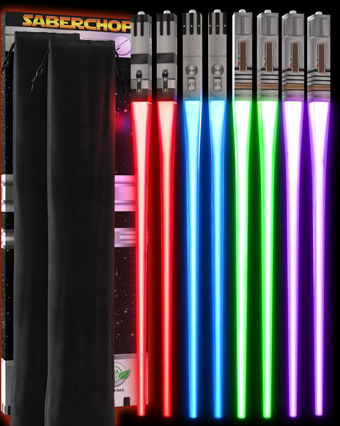 LIGHTSABER CHOPSTICKS LIGHT UP STAR WAR CHOPSTICK LED Glowing Light Saber Chop Sticks REUSABLE Sushi Sabers Cool Fun Geeky STARWAR Chop Stick Set ...