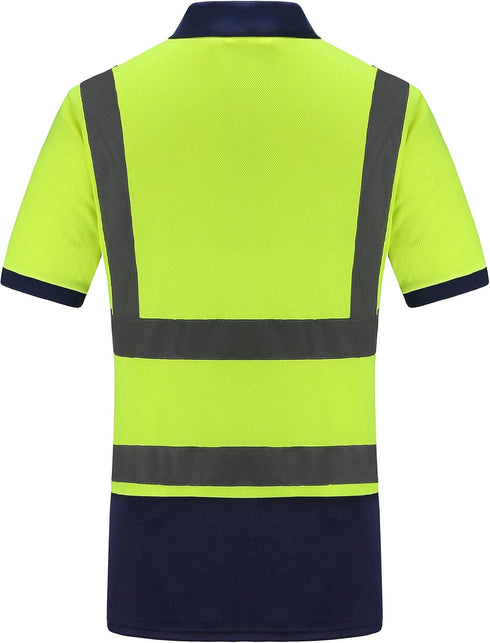 High Visibility Polo Shirt Short Sleeve Job Safety Reflective Gear Yellow M...