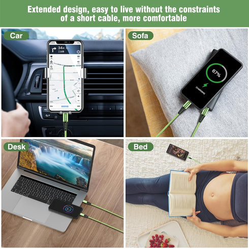 USB C to USB C Charger Cable 4-Pack 10ft Fast Charging USB C Cable, Nylon Braided 60W(5A) Type C to Type C Cable for Phone 15/15 Pro/15 Plus/15 Pr...