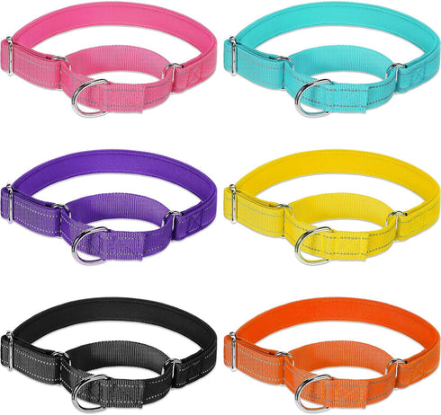 6 Pcs Martingale Collar for Dogs Reflective Dog Collar with Metal Buckle Adjustable Nylon PET Collar Prevent Slipping out Puppy Collars for Dog (P...