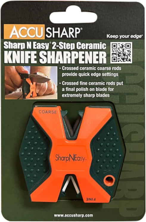 AccuSharp 2-Step Coarse and Fine Rods Knife Sharpener, Hones, Restores & Sharpens Kitchen Knives and All Types of Blades, Keychain Pull Through Kn...
