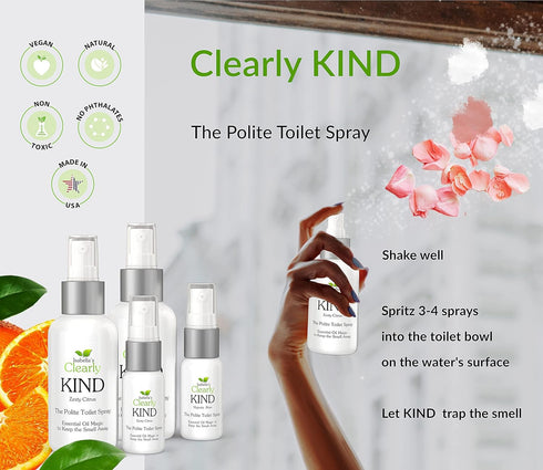 Clearly KIND, The Polite Odor Eliminator "Before you Poop" Toilet Spray | Pre Poo Essential Oil Magic Keeps the Smell Away | 100% Natural Bathroom...