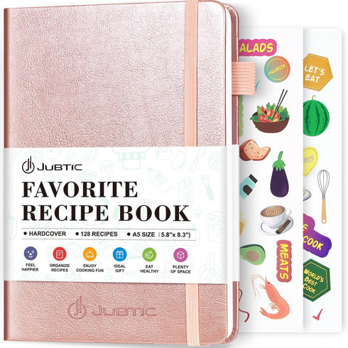JUBTIC Blank Recipe Book to Write in Your Own Recipes, Personal Cook Book to Write in and Hardcover Recipe Notebook with 2 colorful stickers for F...