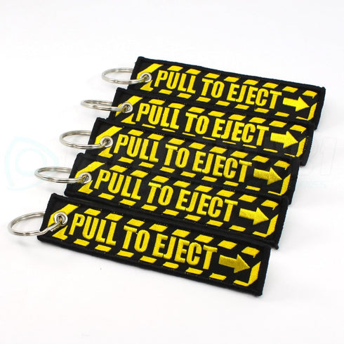 PULL TO EJECT Key Chain - Black/Yellow - 5 PCS...
