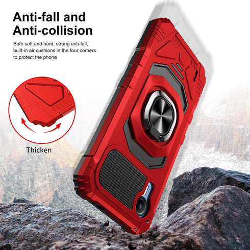 TJS Compatible for Cricket Debut S2 Case, AT&T Calypso 4 Case, Metal Ring Magnetic Support Kickstand Heavy Duty Drop Protection Cover Phone Case (...