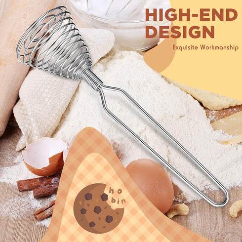 4 Pieces Stainless Steel Spring Whisk, 8.46 Inches Egg Whisk Hand Push Whisk Blender French Style Whisk Wire Whisk for Egg Beater Kitchen Utensil ...
