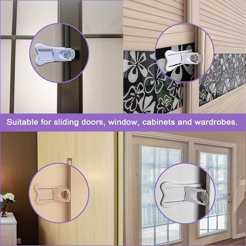Sliding Door Lock for Child Safety, Window Stoppers for Vertical Windows, Sliding Glass Door Lock for Baby Proof (2 Pack)...