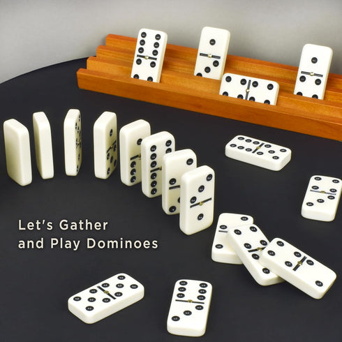 Queensell Dominos Set for Adults – Dominoes - Classic Board Games, Double 6 Dominoes Family Games for Kids and Adults - Double Six Standard Domino...