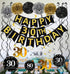 Black & Gold Glittery Happy 30th Birthday Banner,Poms,Sparkling 30 Hanging Swirls Kit for 30th Birthday Party 30th Anniversary Decorations Supplie...