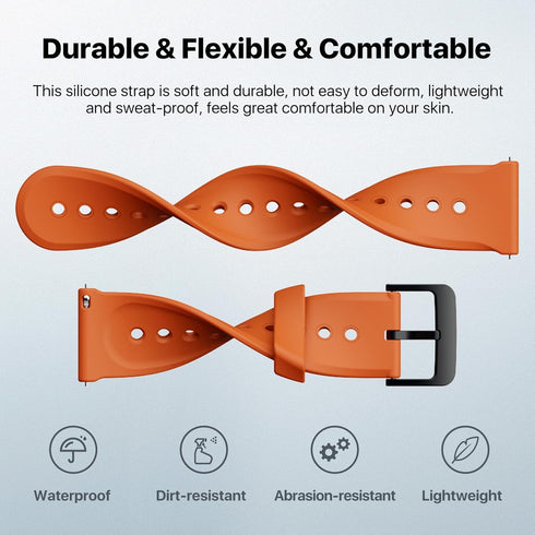 Ticwatch Pro 5 Smartwatch Band Replacement 24mm Width Silicone Watch Strap Quick Release Genuine Watch Band Only for Pro 5 Watch, Bonfire Orange...