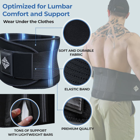 Elastic Lumbar Support Belt for Women & Men - Adjustable Back Brace for Herniated Disc Pain Relief, Heavy Lifting, Workouts & Exercise - Lower Bac...