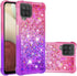 for Samsung Galaxy A12 Case with Tempered Glass Screen Protector,Women Girls Glitter Bling Floating Liquid Cute Soft TPU Shockproof Protective Pho...