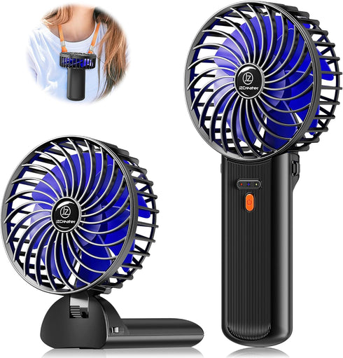 JZCreater Mini Handheld Fan,Portable Hand Held Fan, 15H Cooling Fan, Quiet 4 Speed, USB Rechargeable Battery Operated Desk Fan, Small Folding Elec...
