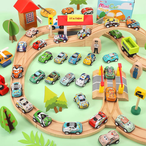 Toy Cars for Kids Ages 4-8, 30Pcs Pull Back Cars Playses with Storage Bags, Race Car Party Favors for Toddler Boys Girls Treasure Box Prizes Rewar...