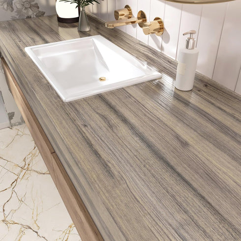 Gray Wood Peel and Stick Wallpaper Wood Grain Contact Paper for Countertops Rustic Wood Wallpaper Peel and Stick Waterproof Self Adhesive Removabl...