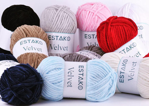 Estako Velvet Chenille Blanket amigurumi Yarn for Crocheting and Knitting Super Bulky 100 gr (132 yds) (1140 - Grey)...