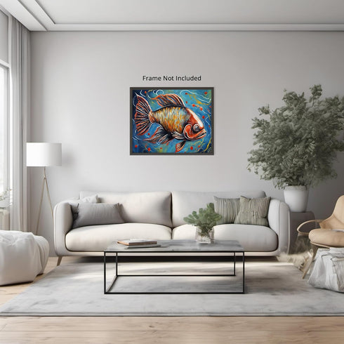 Posterizer 1 pcs- Abstract print of a fish in the sea-Art for Animal Lovers-Abstract & Modern Art- Gift for Men Women Entrepreneur Teens-Living Ro...