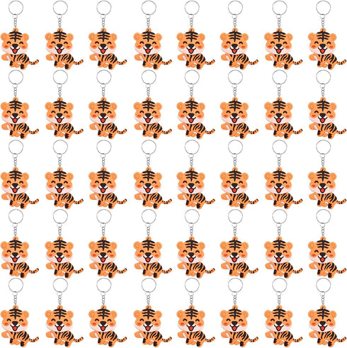 40 Pack Cute Smile Tiger Keychains for Wild Animal Party Favors, Safari Animal Party Favors, Baby Shower Return Gifts...
