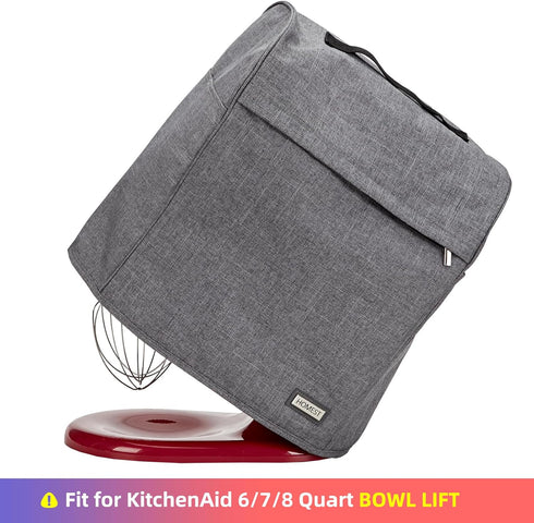 HOMEST Stand Mixer Dust Cover Compatible with KitchenAid 6/7/8 Quart Bowl Lift, Zipper Pocket for Various Kitchen Appliance Accessories, Grey (Pat...