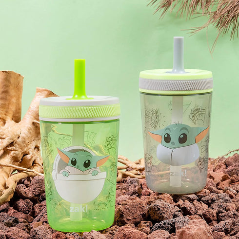 Zak Designs Star Wars The Mandalorian Kelso Toddler Cups For Travel or At Home, 15oz 2-Pack Durable Plastic Sippy Cups With Leak-Proof Design is P...