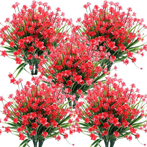 Artificial Flowers, 8 Bundles Fake Outdoor UV Resistant Greenery Faux Plants Shrubs for Indoor Outside Hanging Planter Home Office Wedding Farmhou...