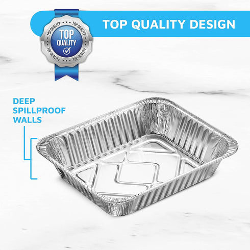 MontoPack Aluminum Foil Pans Half Size Roasting Chafing Pan | Bulk 10 Pack of 9x13 Tins for Cooking, Baking & Catering | Heavy Duty Disposable Coo...