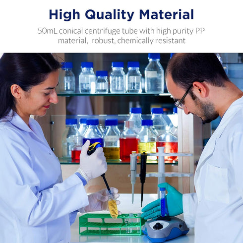 Membrane Solutions Conical Centrifuge Tubes 50mL, 25 Pack Sterile Plastic Test Tubes with Screw Caps, Polypropylene Container with Graduated and W...