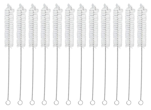 EISCO 12PK Bristle Cleaning Brushes with Fan-Shaped Ends, 9" - Twisted Stainless Steel Wire Handle - Ideal for 0.6" - 0.8" Diameter Tubes, Bottles...