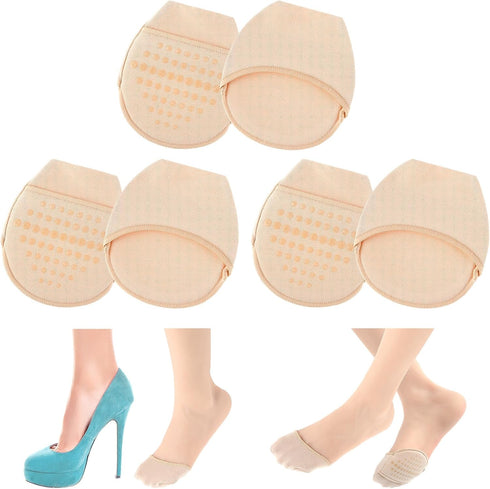 3 Pairs Toe Topper Socks No Show Liner Half Socks For Women With Padding Liner Socks Non-Skid Bottom, No Show Socks Women Non Slip Heel...